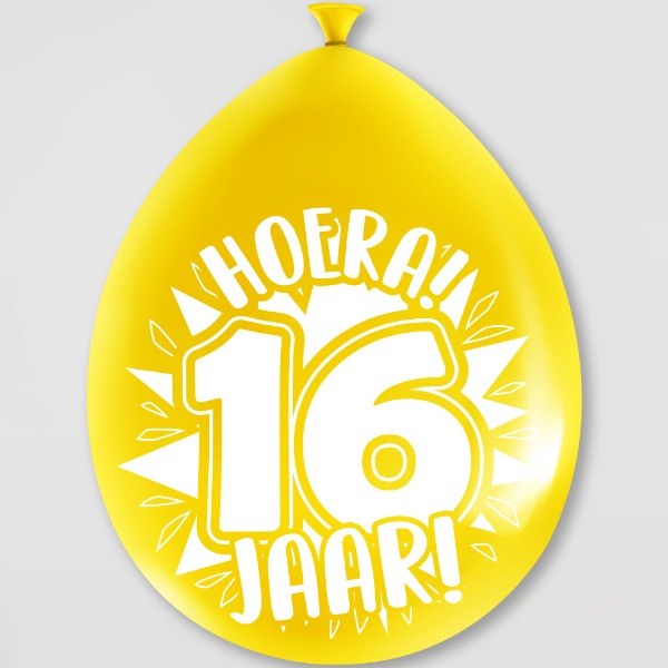 Party ballonnen 16 jaar (8 stuks)